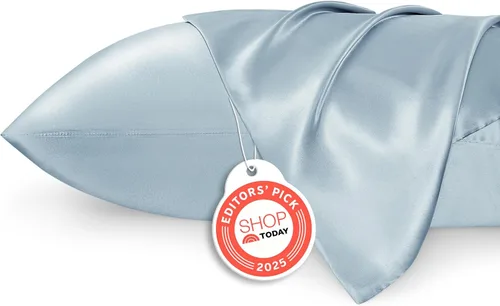Vista 28 de Bedsure Paquete de 2 fundas de almohada de satén similares a las fundas de almohada de seda tamaño estándar, funda de almohada para mujeres que