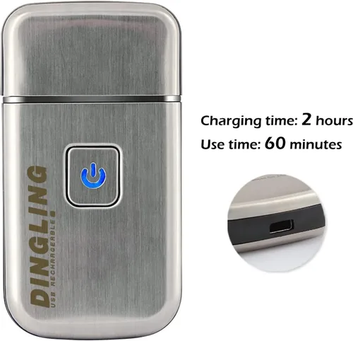 Vista 4 de Maquinilla de afeitar eléctrica ultra fina recargable para hombre, mini recortadora eléctrica de barba para cuidado facial, afeitadora de viaje USB