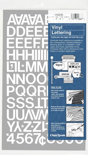 Vista 7 de Chartpak letras y números de capital vinilo autoadhesivo, 1/2 pulgadas de alto, negro, 201 por pack (01010), Blanco