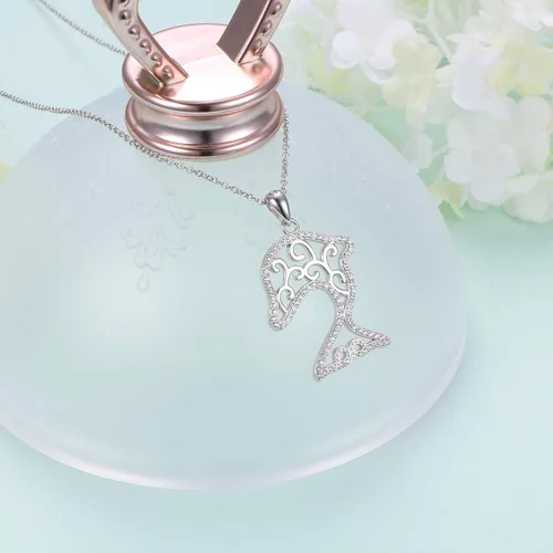 Vista 4 de Ladytree 925 Sterling Silver Stingray Necklace Manta Ray Turtle Dolphin Charm Tortoise Necklace Sea Animal Tree of Life Jewelry Sea Lover Gifts
