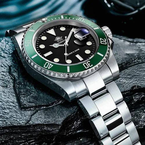 Vista 3 de ADDIESDIVE Quartz Dive Watch for Men Diver 200M Steel Strap Luminous Multicolors Dial Black Blue Green