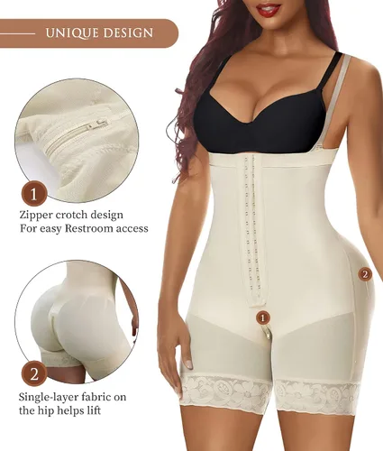 Vista 3 de YIANNA Fajas Colombianas Shapewear for Women Tummy Control Body Shaper Butt Lifter Thigh Slimmer with Zipper Crotch