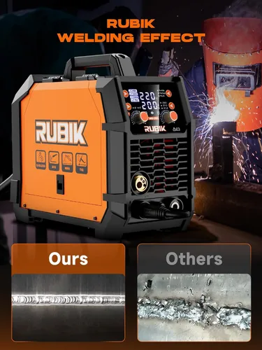 Vista 6 de Soldador MIG RUBIK, soldador de núcleo de flujo de 200 amperios 5 en 1, soldador MIG a gas/sin gas con núcleo de flujo MIG/Stick/Lift TIG/soldadura