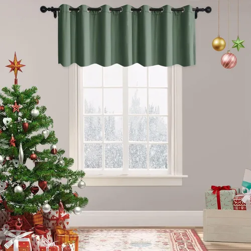 Vista 30 de Frelement Cortinas de Navidad de terciopelo afelpado para sala de estar, cortinas de oscurecimiento con ojales en la parte superior, cortinas