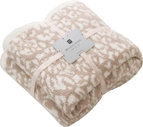 Vista 18 de MH MYLUNE HOME Manta de leopardo ultra suave, color blanco y negro, 50 x 60 pulgadas Reversible Cheetah Print Blanket, Comfy Fluffy Fuzzy Plush