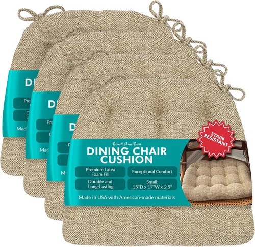 Vista 28 de Barnett Home Decor Cojines para silla de comedor Brisbane plateado gris con lazos - Tamaño mediano 16.5 x 18 Almohadilla para silla - Relleno