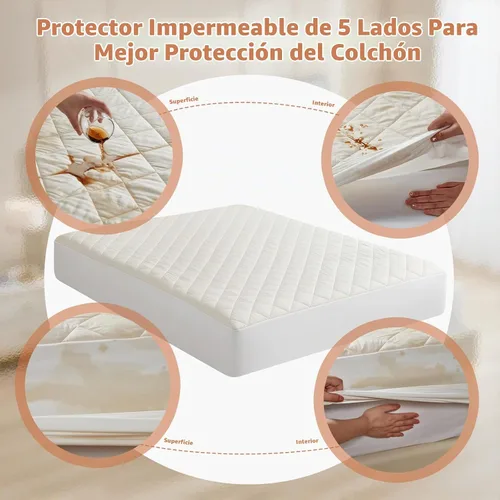 Vista 2 de Protector de colchón orgánico individual - Protector superior y lateral