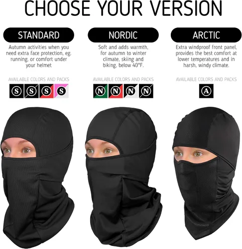 Vista 2 de The Friendly Swede Pasamontañas para hombre, máscara de esquí negra para hombres, máscara de esquí para mujeres (estándarnórdicoártico)
