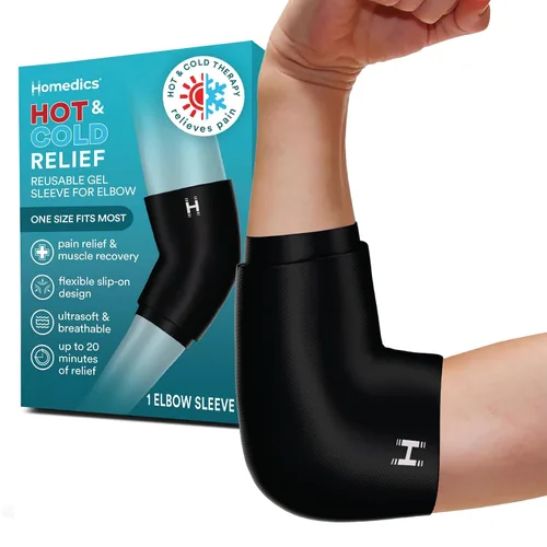 Vista 10 de Homedics Tobillera de gel para alivio de calor y frío, terapia de calor o hielo para tobillos y talones adoloridos, tela elástica suave al tacto