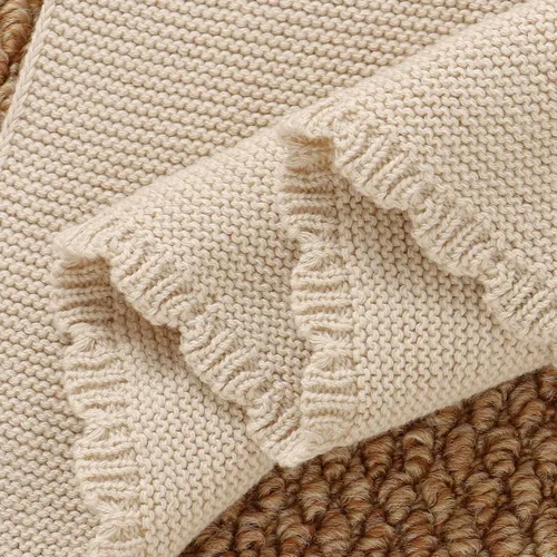 Vista 7 de LAWKUL Manta de seguridad suave para recién nacidos, niños y niñas, de punto para acurrucarse, cómoda, color camel, 16 x 16 pulgadas