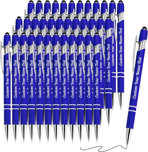 Vista 54 de 12 unidades de bolígrafos personalizados a granel con nombre grabado gratis, bolígrafos de bola personalizados con lápiz óptico, mensaje de texto