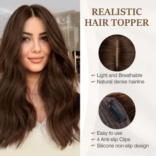 Vista 133 de Rich Choices Pelucas con topper de cabello para mujeres, cabello humano real 100% Remy, sin flequillo, para mujeres con adelgazamiento en la parte