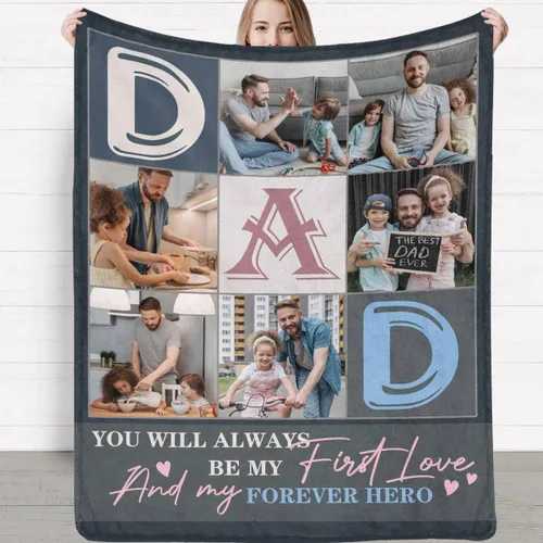 Vista 12 de Manta personalizada, manta personalizada con fotos: fabricada en Estados Unidos, regalos de cumpleaños para papá, mamá de hija o hijo, mantas
