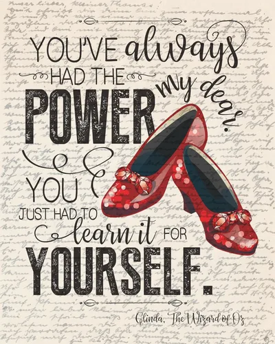 Vista 9 de Glinda The Wizard of O-Z You've Always Had the Power Inspirational Quote 11x14 Framed Wall Art Ready to Hang Ruby Slippers Literary Fantasy Decor