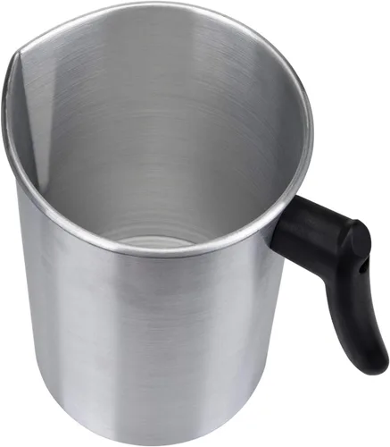 Vista 2 de Yarlung Olla para hacer velas de 4 libras, jarra de fabricación de velas de construcción de aluminio, jarra de cera sin goteo con mango resistente
