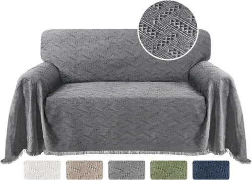 Vista 15 de Turquoize - Funda para sofá de algodón de color gris, protector para sofá, funda para sofás, fundas para sofá seccional lavables para perros