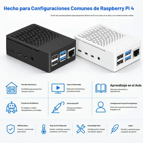 Vista 3 de iUniker Funda para Raspberry Pi 4, carcasa ABS Pi 4 con ventilador de refrigeración, disipador de calor Pi 4, cubierta superior extraíble simple