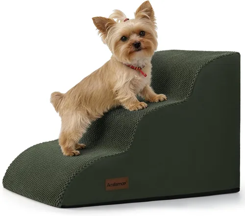 Vista 9 de Aodisman Escaleras para perros pequeños,Rampa para perros de 3 escalones Beige