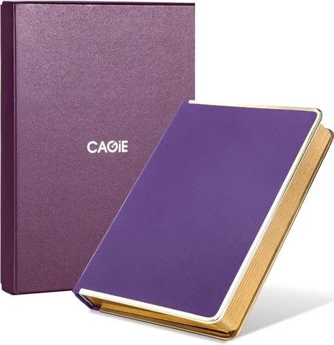 Vista 16 de Diario forrado con líneas de CAGIE para hombres y mujeres, diario encuadernado en cuero con anillos de crecimiento de árboles, cuaderno de 256