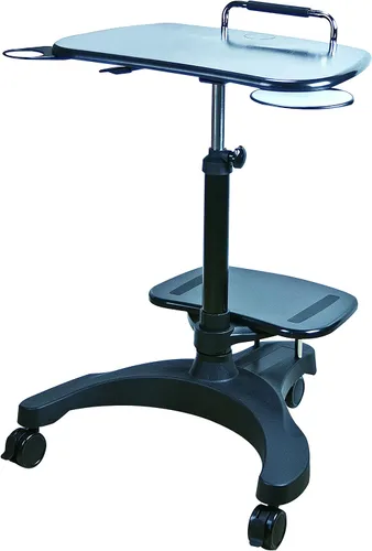 Vista 6 de Aidata Estación de trabajo ergonómica para portátil con estante para impresora, con portavasos y alfombrilla para mouse integrados, color negro