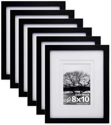Vista 8 de Egofine - Juego de 6 portarretratos de 10 x 15 cm, hechos de madera maciza cubiertos por plexiglás 8 x 12 cm y 9 x 13 cm con paspartú o 10 x 15 cm