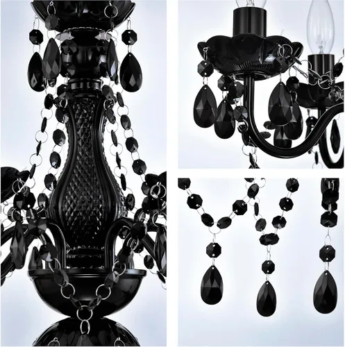 Vista 4 de Alighting Candelabro pequeño negro con 4 luces para enchufar, candelabros de cristal para comedor