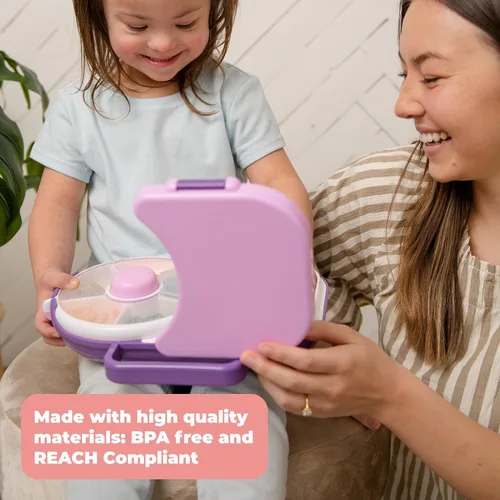 Vista 2 de GoBe Lonchera para niños con spinner desmontable para aperitivos, paquete con correa de mano y hoja de calcomanías, contenedor de almuerzo