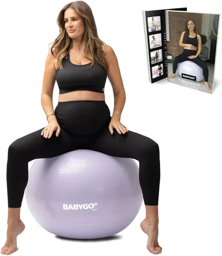 Vista 10 de BABYGO Pelota de Parto – Juego de pelota y libro de yoga para embarazo, trabajo de parto y ejercicio con enfoque en trimestres, fisioterapia