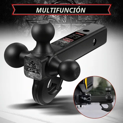 Vista 8 de Soporte de enganche de remolque de tres bolas con gancho para Negro