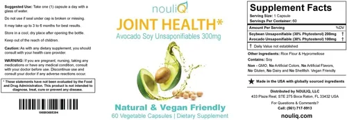 Vista 6 de Suplemento natural y vegano para la salud de las articulaciones, aguacate soya Unsaponificables 300 mg, sin OMG, libre de gluten, colores o sabores