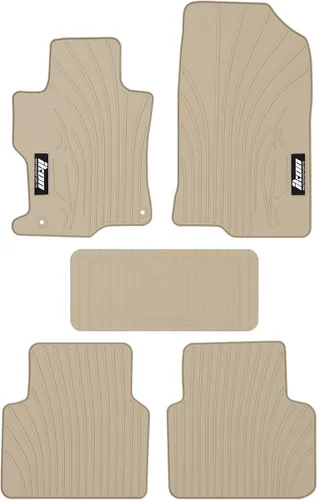Vista 12 de Alfombrilla de piso compatible con Honda Accord Sedan 2008-2012 de 4 puertas únicamente, alfombras de nylon beige delanteras y traseras de 4 piezas