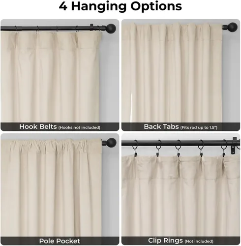 Vista 6 de HPD Half Price Drapes Cortinas Opacas Térmicas de Terciopelo Signature para Sala de Estar de 63 Pulgadas de Largo (1 Panel) con Bolsillo para Barra