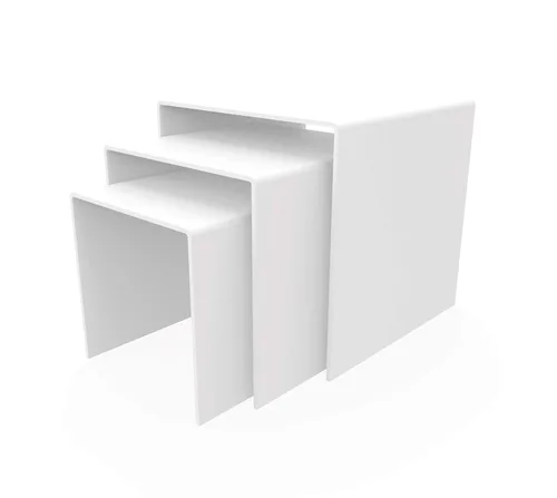 Vista 50 de FixtureDisplays® One Riser Combo - Cubo de 2 pulgadas de 3 caras con pedestal de plexiglás negro Lucite acrílico, accesorios para exhibición