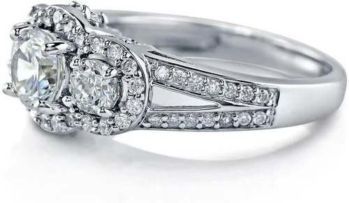 Vista 3 de BERRICLE Sterling Silver CZ Solitaire Wedding Engagement Promise Rings for Her, Round Cubic Zirconia Ring for Women