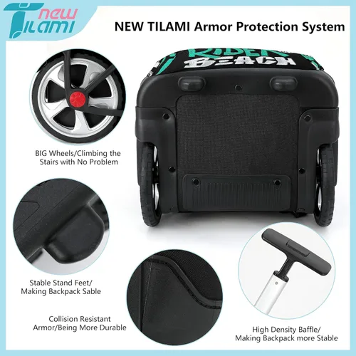 Vista 68 de NEW TILAMI Mochila con ruedas de 19 pulgadas con bolsa de almuerzo para niñas y niños, mochila para laptop con ruedas, bolsa de mano duradera