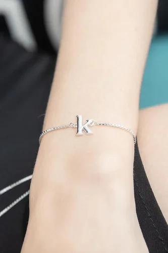 Vista 4 de Sterling Silver Alphabet Letter Name Personalized Gifts Adjustable Initial Bracelet for Women Girls