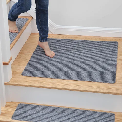 Vista 16 de MBIGM Alfombra antideslizante para peldaños de 30 x 30 pulgadas, alfombra de seguridad antideslizante y resistente al deslizamiento, color negro