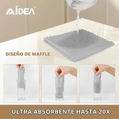 Vista 2 de AIDEA Paño de limpieza de vidrio de microfibra, 12 unidades, paño de limpieza mágico gris 11 × 11 pulgadas