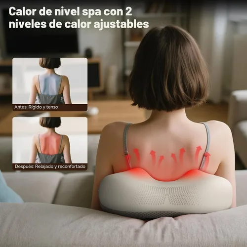 Vista 6 de arboleaf Masajeador de espalda para aliviar el dolor, control de aplicación Bluetooth, masaje inalámbrico Shiatsu cuello espalda con calor
