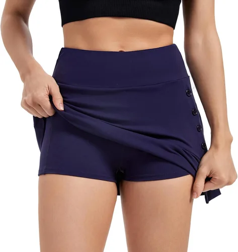 Vista 5 de Blaosn Faldas atléticas para mujer, gimnasio, yoga, entrenamiento, golf, tenis, falda pantalón de cintura alta con bolsillos, ropa bonita de verano