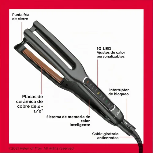 Vista 4 de Revlon Plancha de pelo de doble placa de cobre y cerámica recta Estilo más rápido y daño reducido