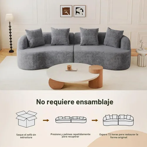 Vista 8 de Furnimart Sofás curvados de 112 pulgadas para sala de estar, sofá modular de felpilla moderno de 4 plazas con 4 cojines, sofá modular de felpa,