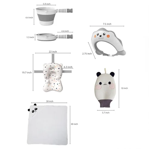 Vista 9 de VASTIO™ Juego de Bañera Plegable 6 en 1 para Bebé – Bañera de Baño Plegable para Recién Nacidos a Niños Pequeños, Juego de Baño Portátil para Bebés