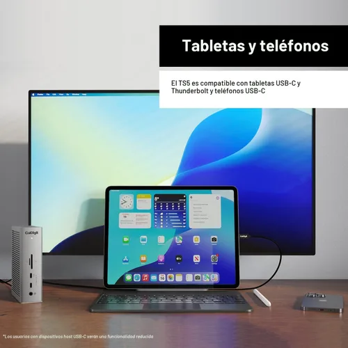Vista 8 de CalDigit TS5 - Estación de acoplamiento Thunderbolt 5 - 15 puertos, carga dedicada del host de 140W, Thunderbolt 5 de 80 Gb/s x4, USB-C de 10 Gb/s