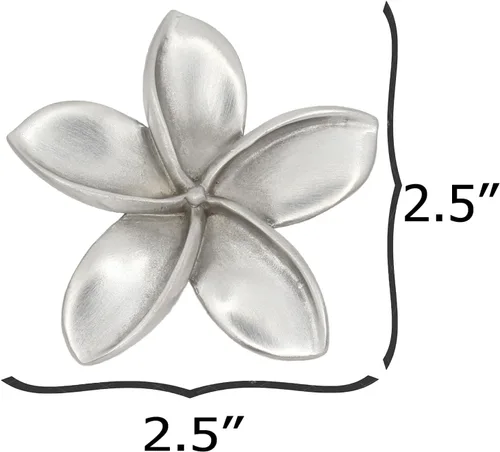 Vista 2 de Pomo de gabinete Plumeria (grande) Perilla de gabinete de flores Frangipani Colección de peltre de artista Herrajes para cocina, dormitorio