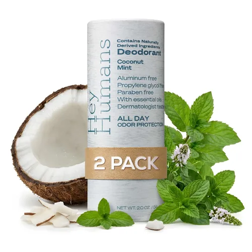 Vista 14 de Hey Humans Desodorante, desodorante sin aluminio para mujeres y hombres, contiene ingredientes derivados naturalmente, control de olores durante