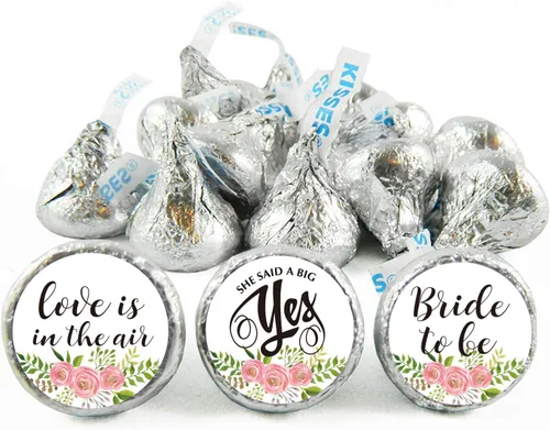 Vista 4 de 180 calcomanías florales de chocolate, regalos de fiesta de despedida de soltera, calcomanías de besos de novia para ser Hershey, despedida