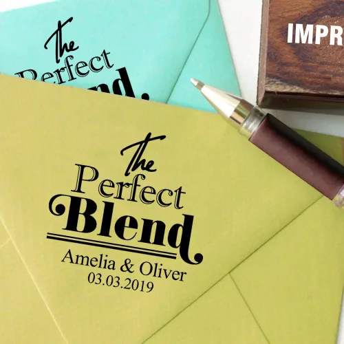 Vista 3 de Printtoo Sello redondo personalizado para recuerdos de boda, sello montado en madera, el sello de goma de mezcla perfecta, 1.57 pulgadas de diámetro