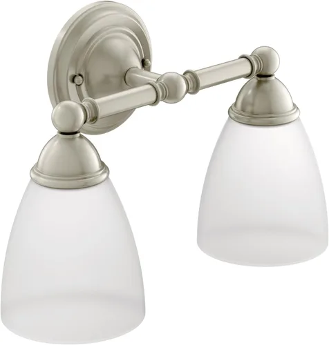 Vista 3 de Moen YB2262ORB Brantford - Accesorio de tocador de baño de doble montaje con 2 luces con vidrio esmerilado, bronce aceitado
