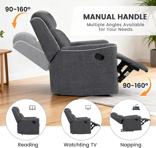 Vista 6 de Betsy Furniture Juego de sofá reclinable manual de microfibra suave, sofá con mesa desplegable, dos sillones reclinables, gris carbón 9111